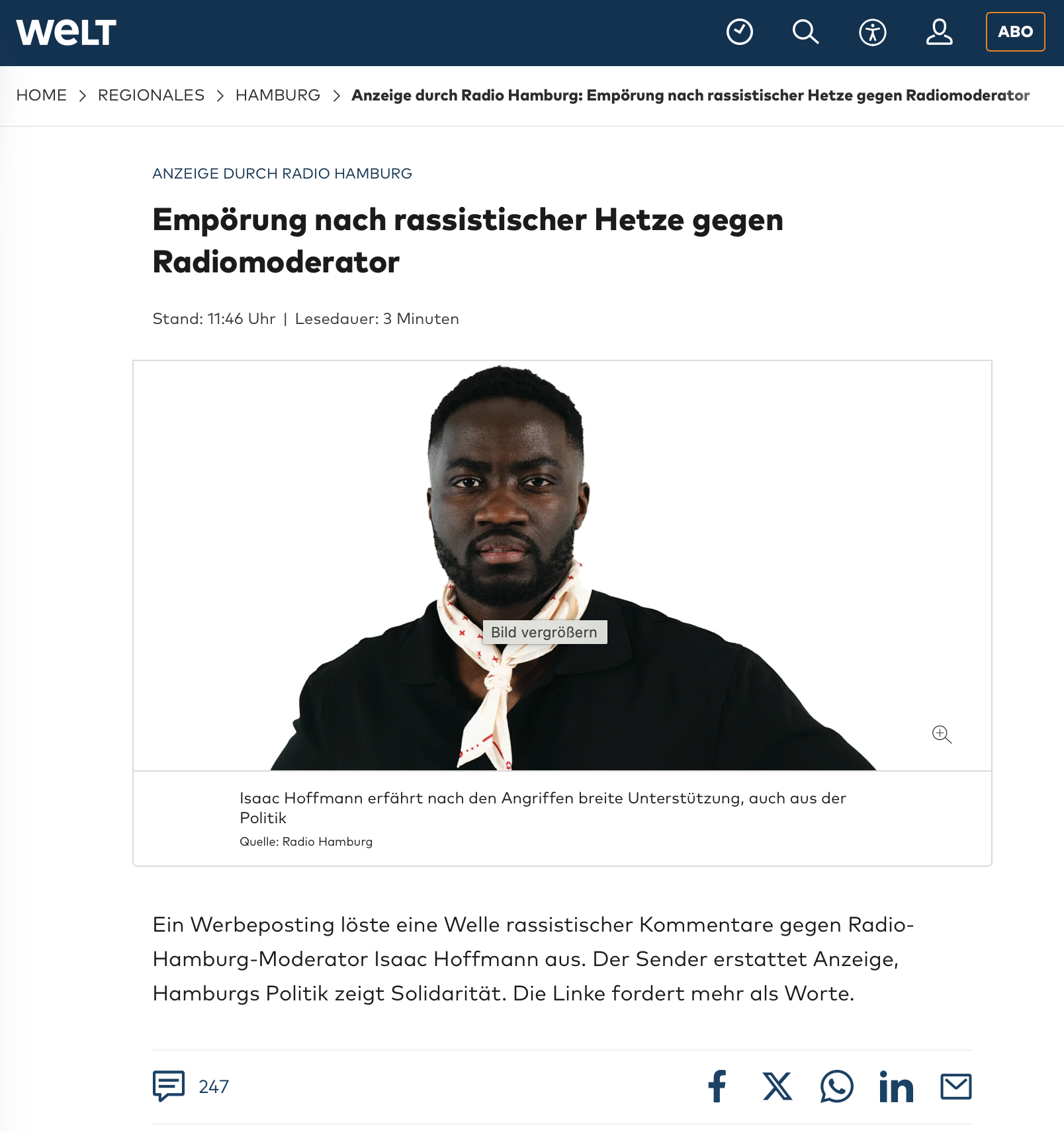 RASSISMUS GEGEN MODERATOR: SOLIDARITÄTSBEKUNDUNGEN REICHEN NICHT AUS!
